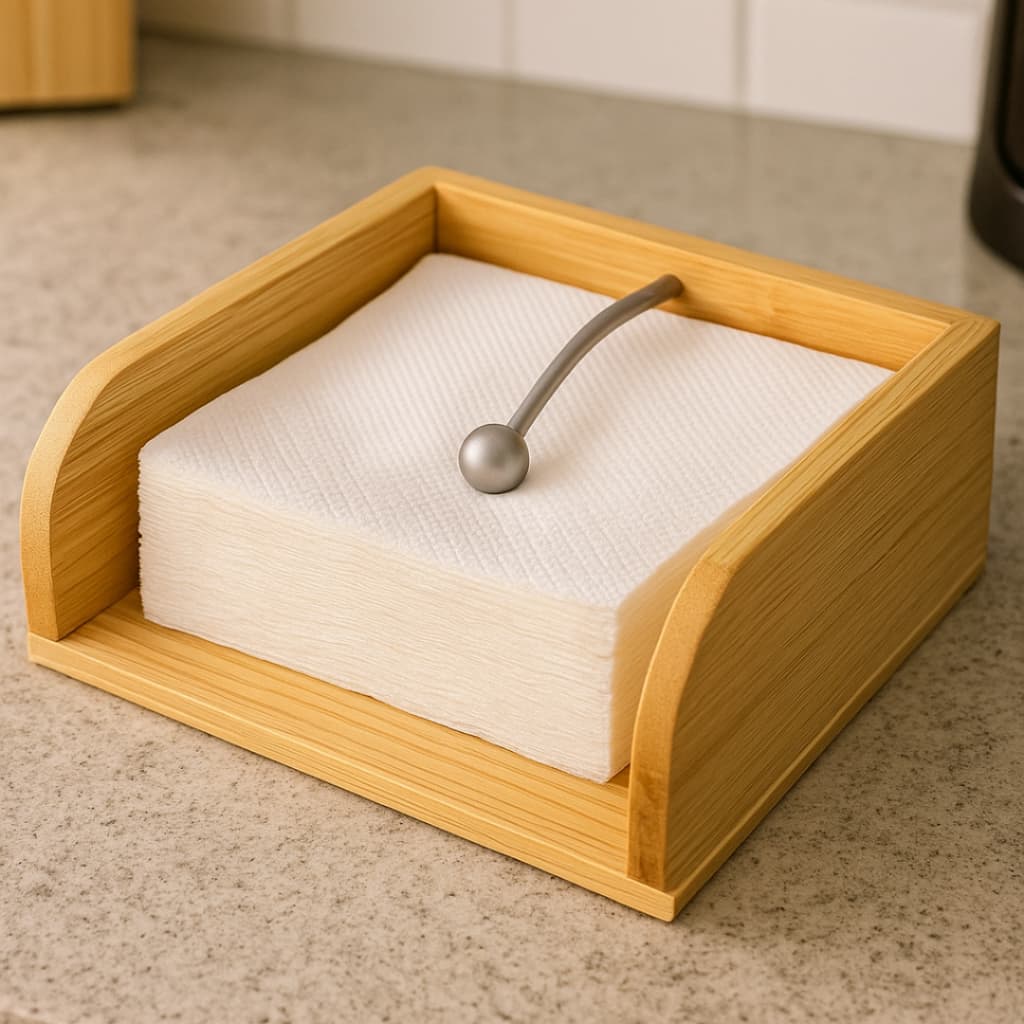 Porta Guardanapo Para Mesa Decoração Cozinha Porta Guardanapo Bambu Suporte Ferro