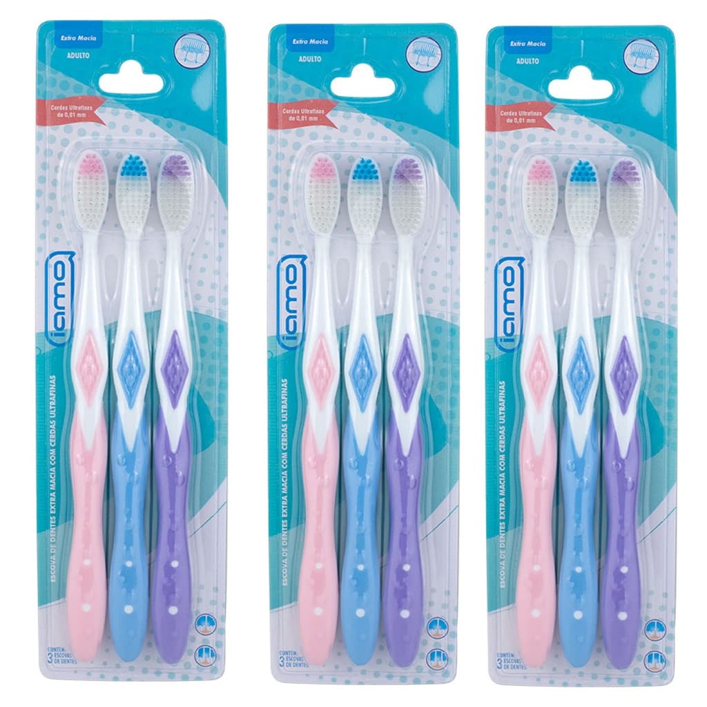 Escovas de Dente  6 e 12 unidades/ Cerdas Ultra  Macia e Fina/Pack Anual