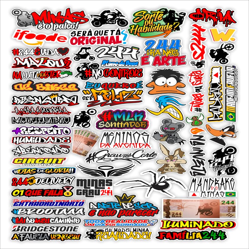 Cartela Adesivos Vinil Bike Moto Capacete Carro Notebook Impermeáveis Alta Qualidade Decorativos G-06
