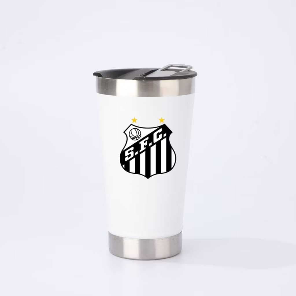 ENVIO NO MESMO DIA Copo Térmica de Time/ SANTOS/ Personalizado com tampa e abridor 473ml-PROMOÇÃOAQUI
