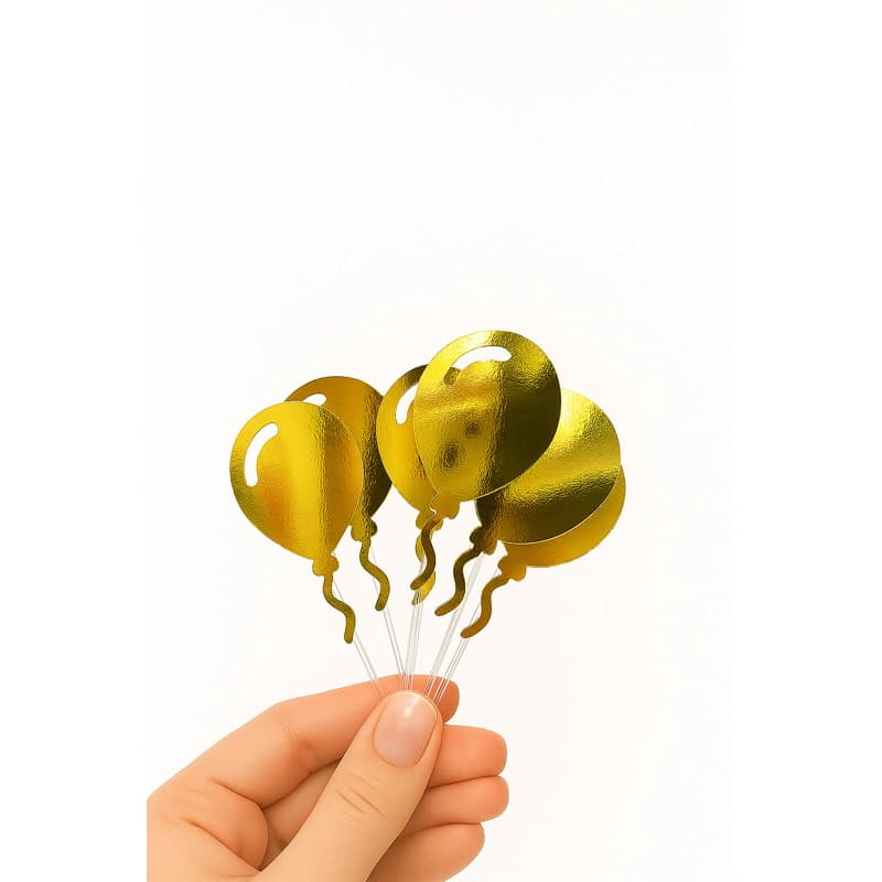 12 Baloes metalizados em papel laminado prata / dourado para topo de bolo topper de cupcakes e ou enfeite para bolo