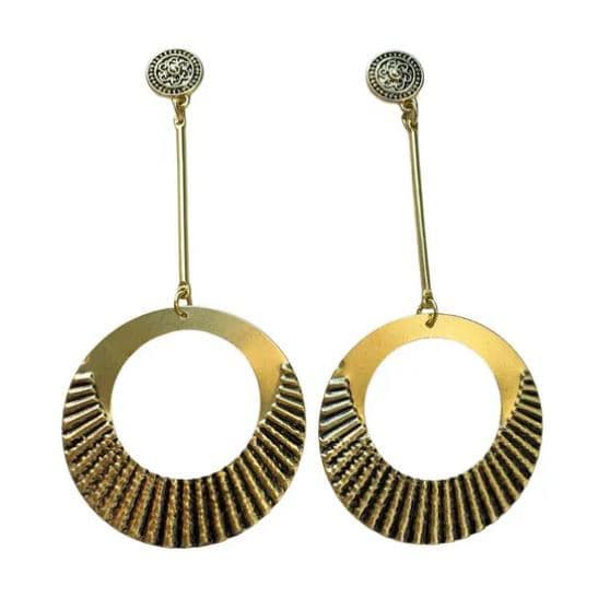 Brinco Argola Grande Vazada Folheado Leve Longo Dourado Luxo