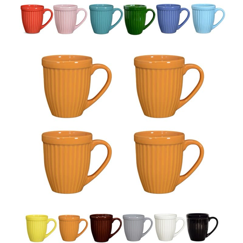 Kit 4 Canecas Itália Xícara Cerâmica Cappuccino 390mL Cores