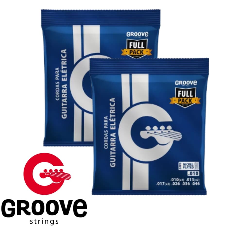 Kit com 2 Encordoamento Guitarra Groove Solez 010 GFP2