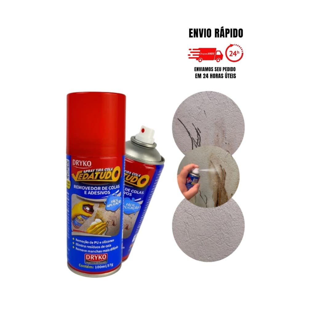 Spray Tira Cola Removedor Adesivo Silicone Vidro 400ml -100ML- DRYKO