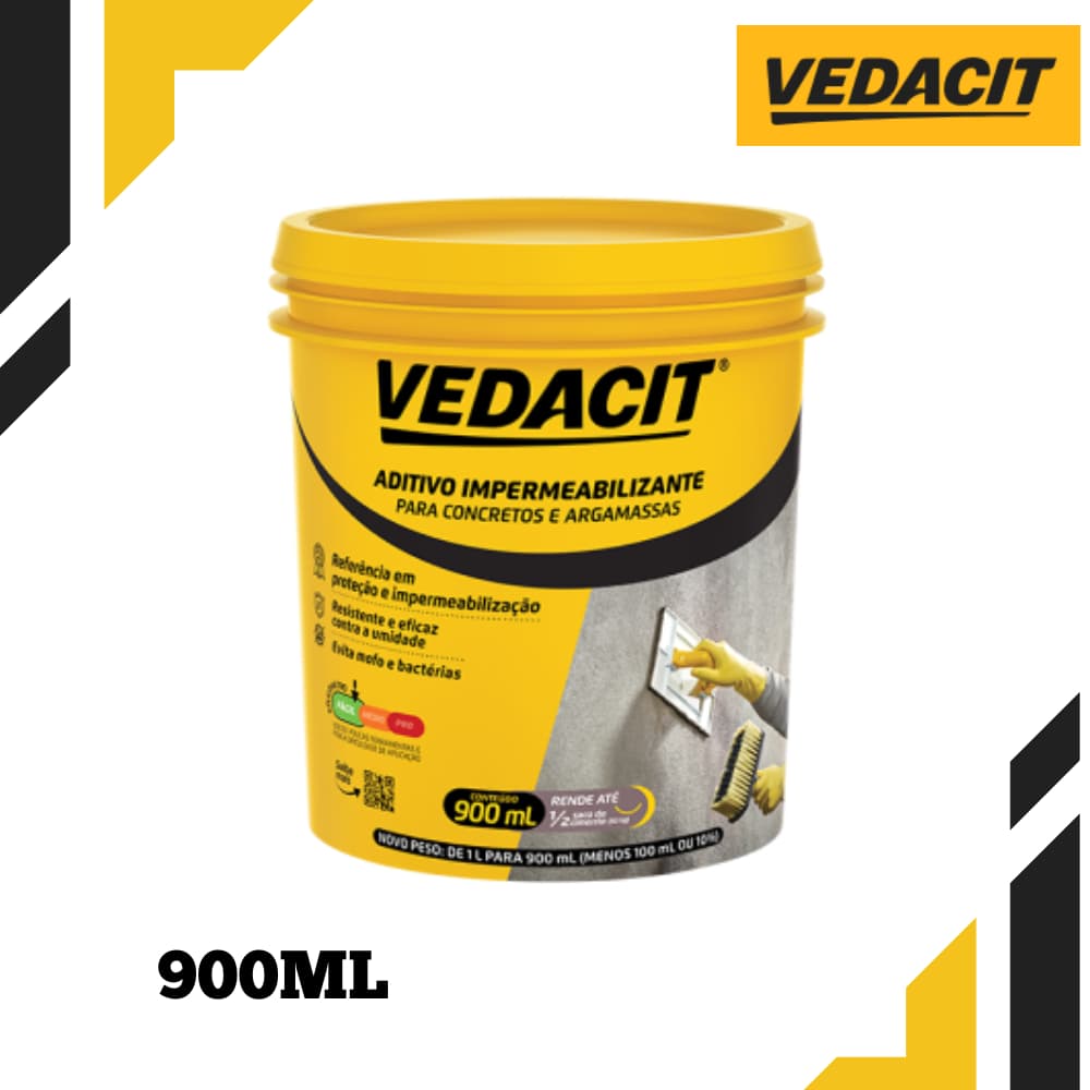 Aditivo Impermeabilizante Vedacit 900ml Protecao contra Infiltracoes em Concreto e Argamassa