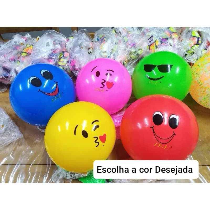 10 Bola Vinil Colorida Emoji - Festas - Lembrancinhas - Eventos - Bola Vinil Smile Feliz