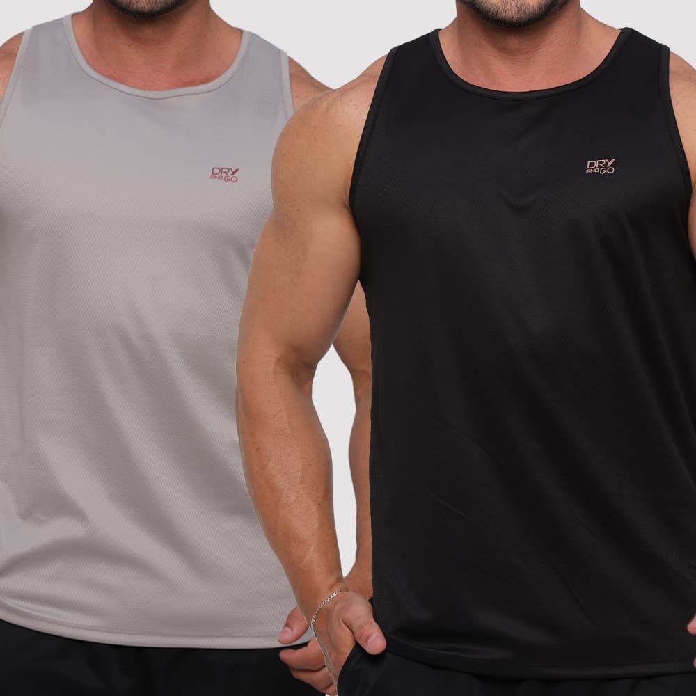 KIT 2 Camisetas Regata Dry Fit ORIGINAL Masculina Para Treino e Academia Cavada