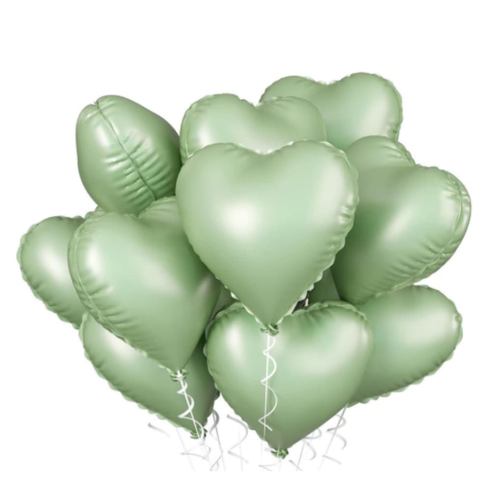 Kit 10 Balões Coração Verde MentaCandy Grande 45CM Decoração Festas Aniversários