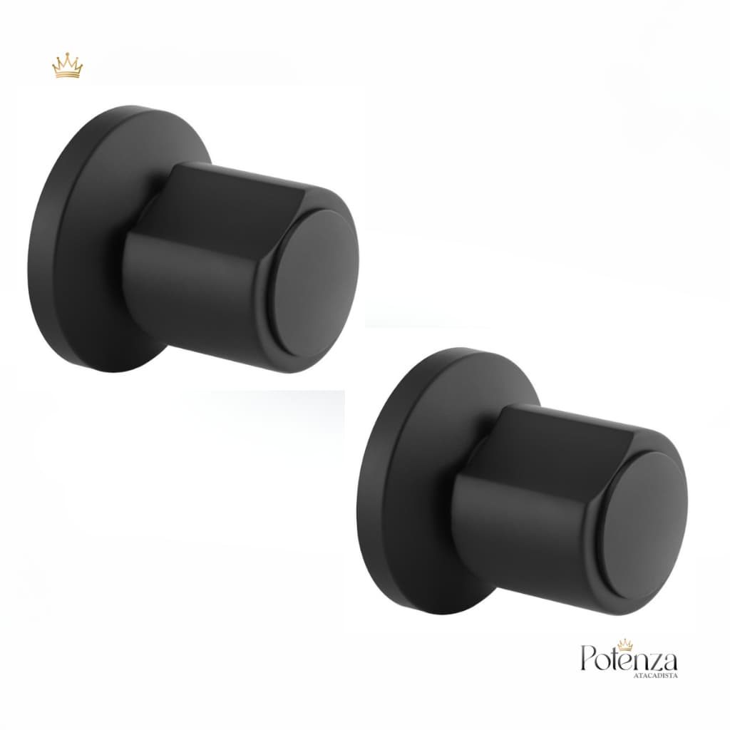 Kit 2 Acabamento para Registro de Pressão 1/2" ou 3/4" C40 Preto Fosco - Potenza