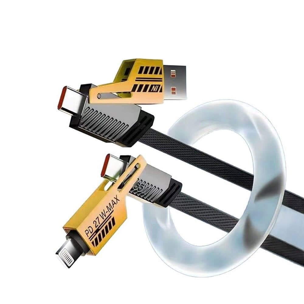 Cabo 4 em 1 Multifuncional Carregamento Turbo 65W/27W Tipo C USB para Android e iOS