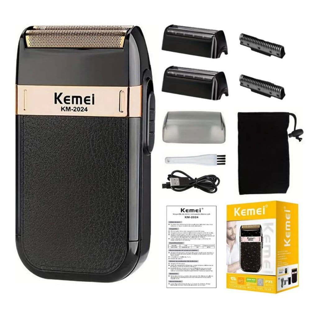 Maquina de barbear Barbeador elétrico sem fio recarregável Kemei Classic Shaver Km 2024 - Bivolt 110v/220v