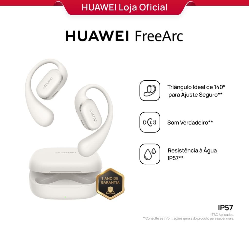 HUAWEI FreeArc | Fone de Ouvido Bluetooth Open-Ear Sem Fio | Autonomia da Bateria de Até 28 Horas