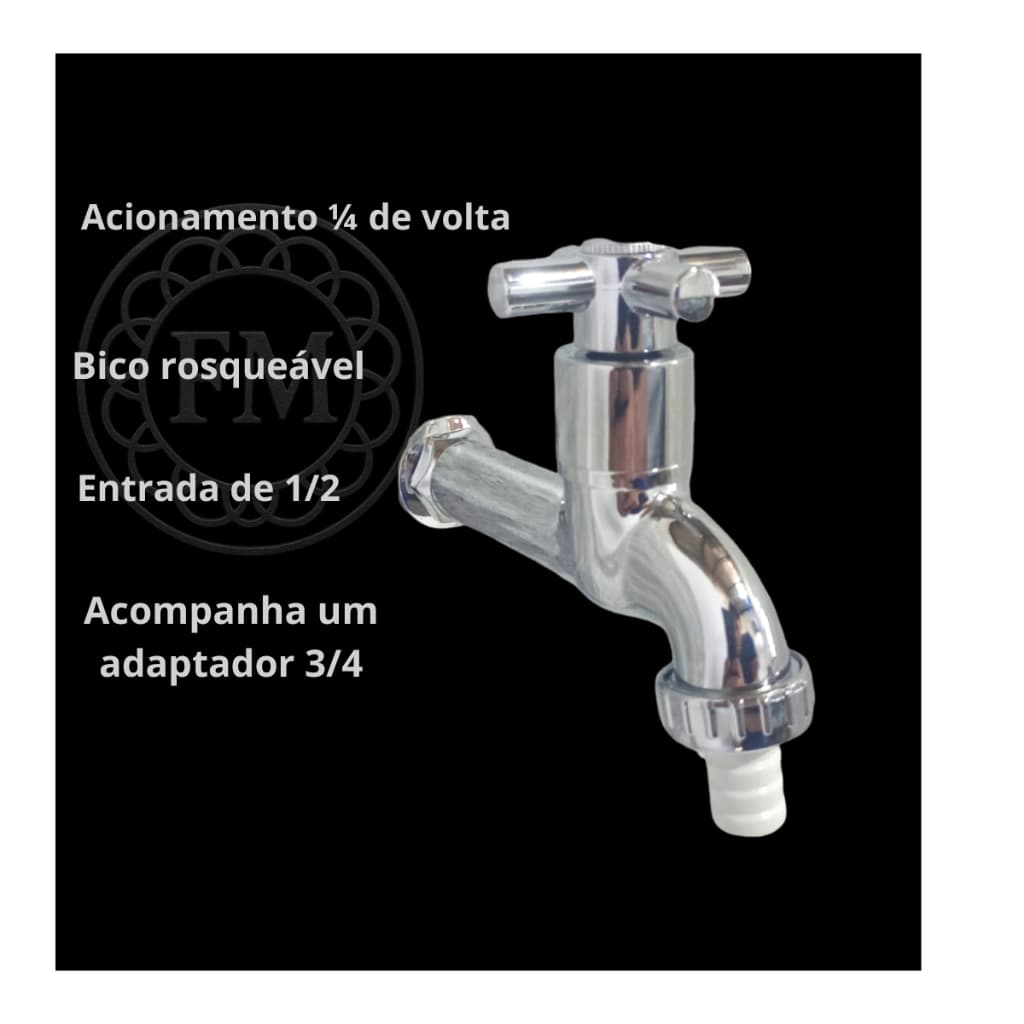 Torneira Para Jardim Ou Lavanderia Com Bico 3/4 em ABS Cromado C31 Linha plastic