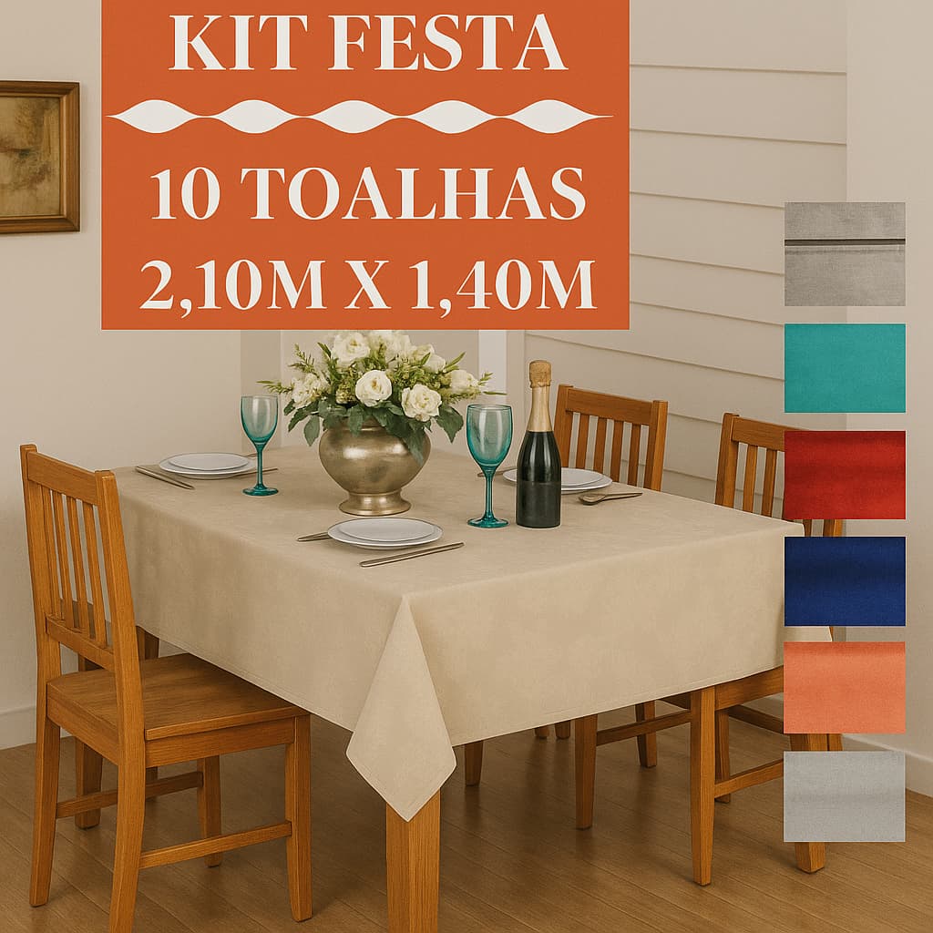 KIT 10 Toalhas de Mesa Jacquard 2,00M X 1,40M 6 Lugares Grande Retangular, Redonda. Frete Gratis