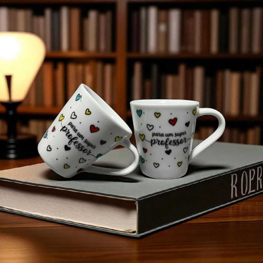 Jogo Caneca Porcelana Dia Dos Professores Xícara Café Chá Personalizadas professora