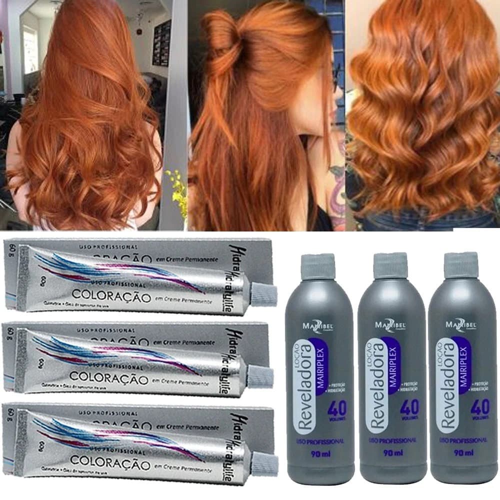 Kit Tinta Ruivo 8.44 03 Coloração, 03 OX 40 90ml Mairibel