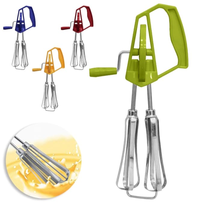 BATEDOR DE CLARA FOUET MANUAL DE INOX DUPLO A MANIVELA CABO PLASTICO 25X13X7CM Código 4073708