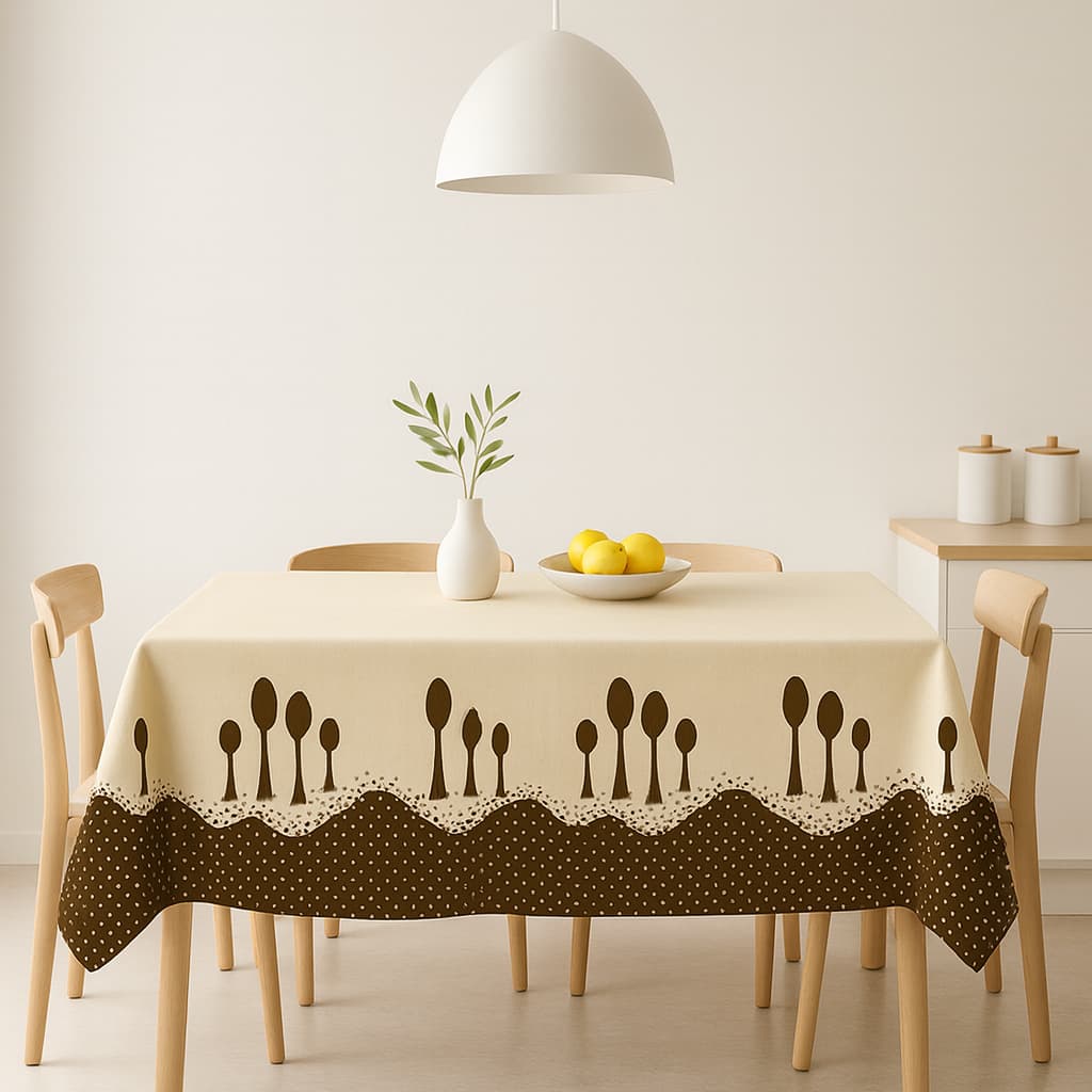 toalha de Mesa 1,40 x 1,50 Café Almoço Jantar Decorativa Estampa Talheres