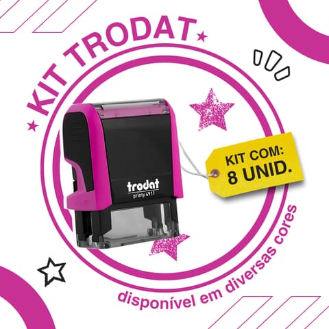 KIT 8 Carimbos Personalizados Para Todas as Profissões - TRODAT 4911 Varias Cores