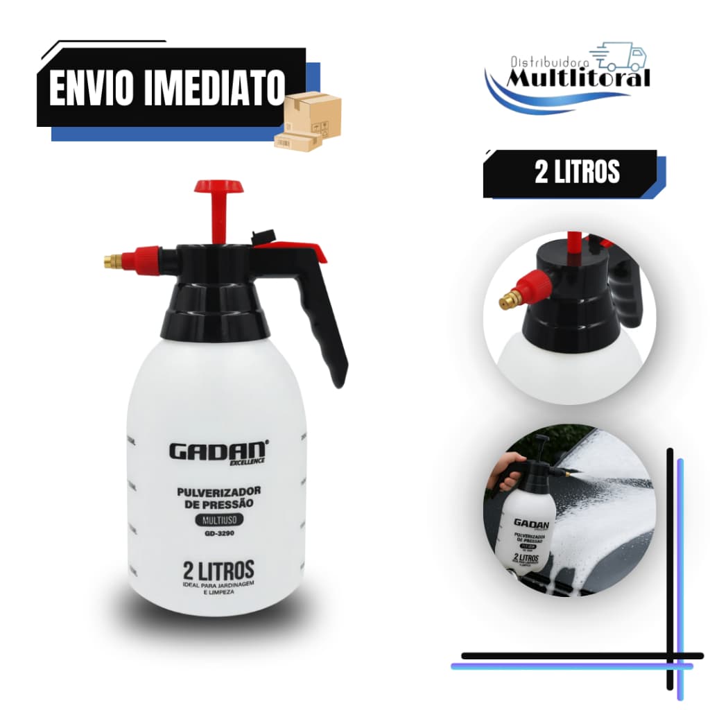 Pulverizador 2 Litros Manual Pressão Prévia Branco – Jardim e Limpeza