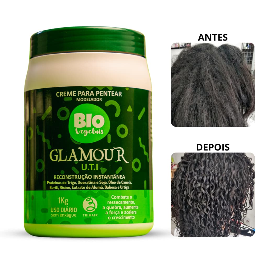Creme Para Pentear Glamour UTI - Biovegetais 1kg - RECONSTRUÇÃO INSTANTÂNEA