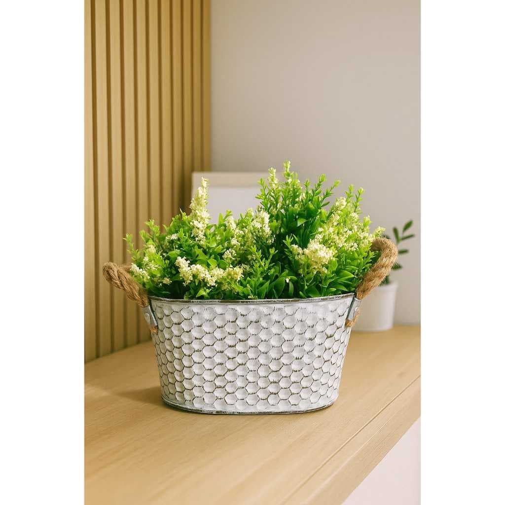 Cachepô Alumínio Arranjo Flores Vaso Floreira Artificial