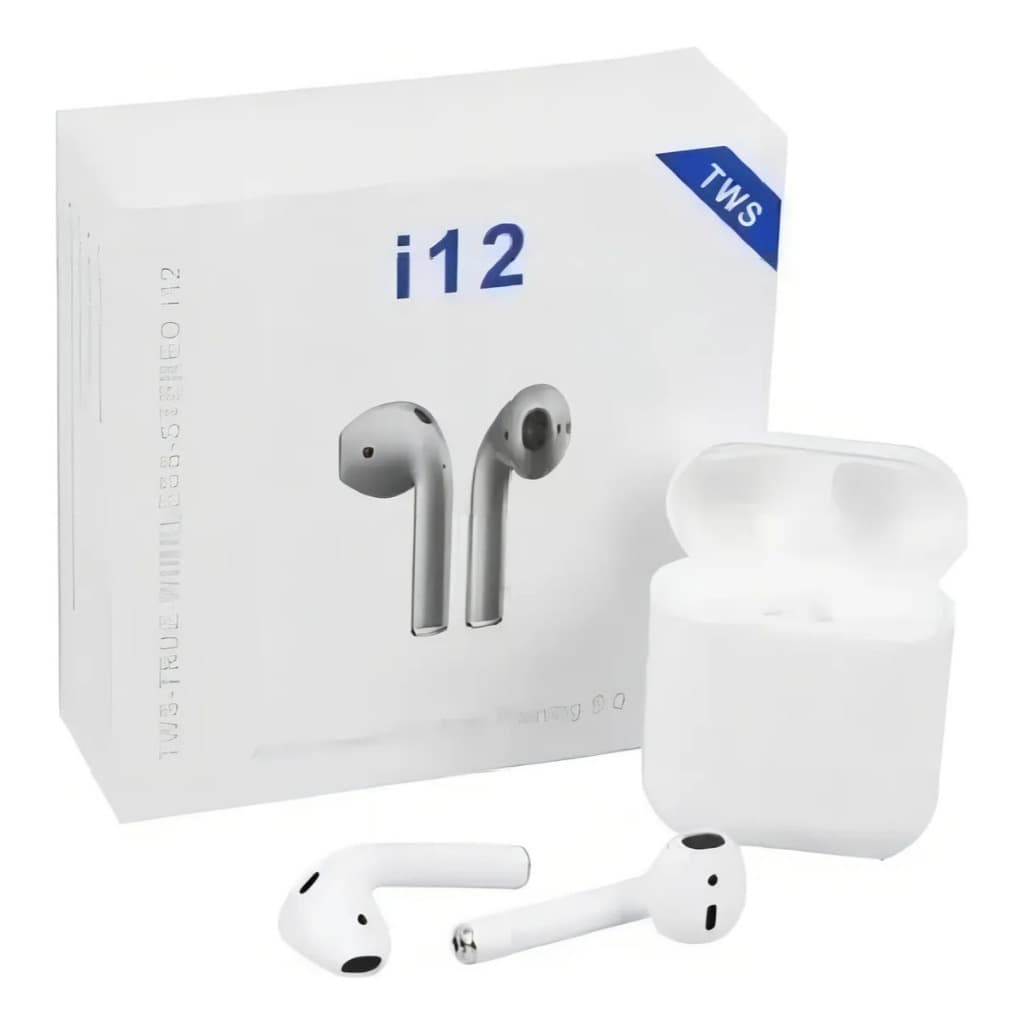 KIT 1/2/3 Fones De Ouvido Iphone I12 Tws Bluetooth Sem Fio Recarregável Cor Branco