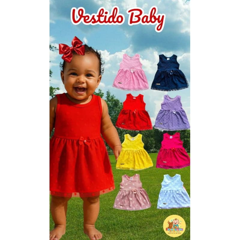 Vestido Vestidinho de Bebê Menina Baby de Tule Algodão Confortável Princesa Roupa de Bebe Menina