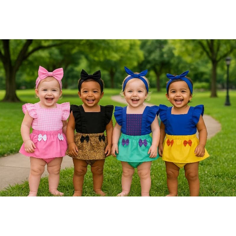 Romper Vestido Vestidinho para Bebê Menina Minnie Fruta Calor Verão Mesvesario Roupa de Bebe Menina