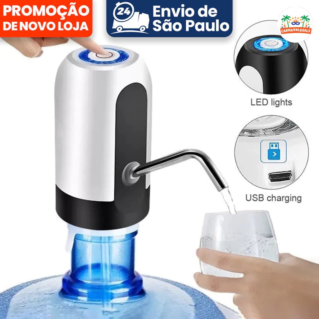 Bomba Elétrica Para Galão De Água Universal Carregamento USB Bebedouro