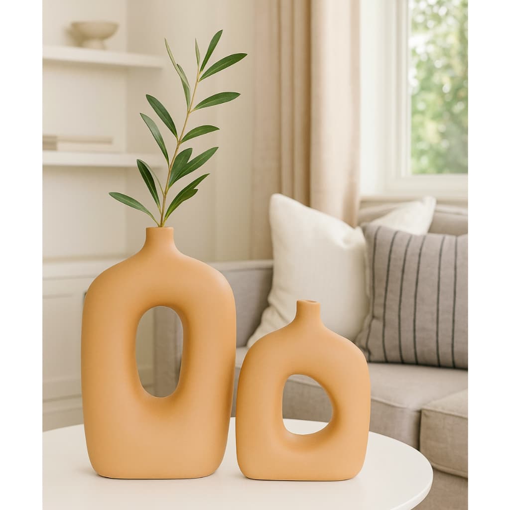 Vasos Decorativos Elegance Caramelo Dupla Decoração Sala Casa Home