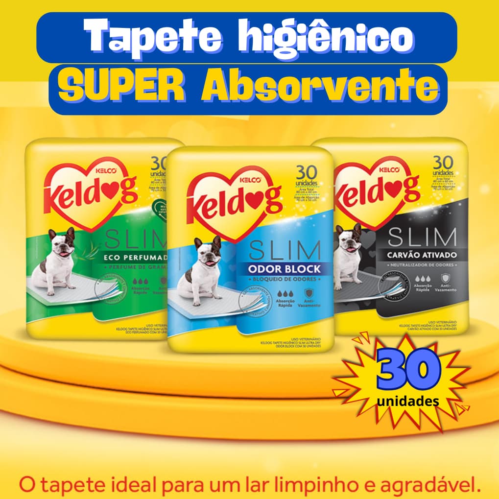 Tapete Higiênico KELDOG Ultra Absorvente com 30 unidades (80cmx60cm)