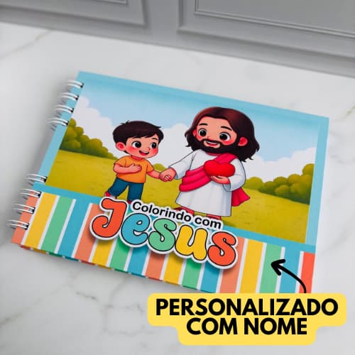 Livro de Colorir Personalizado com Nome | Livro de colorir Cristão | Colorindo com Jesus | Caderno de colorir Cristão
