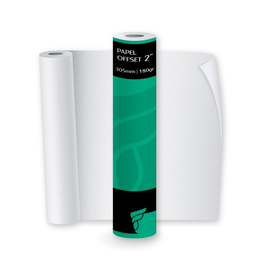 Bobina Papel Offset Sulfite para Plotter e Impressoras A3 180g 305mm x 30m tubo 2 polegadas