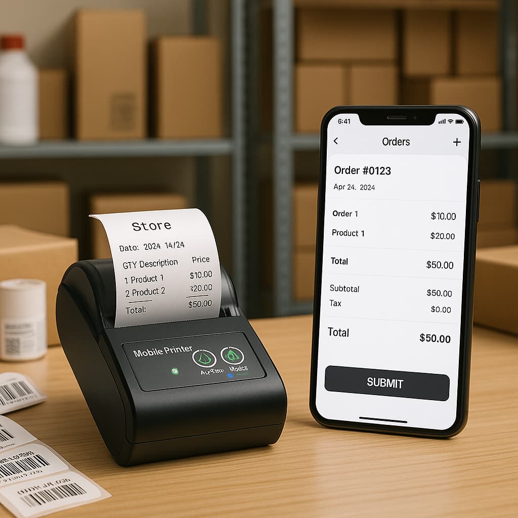 Mini Impressora Bluetooth Térmica 58mm Portátil, Compatível com Android iOS Pc Sem Fio Ifood Cupom