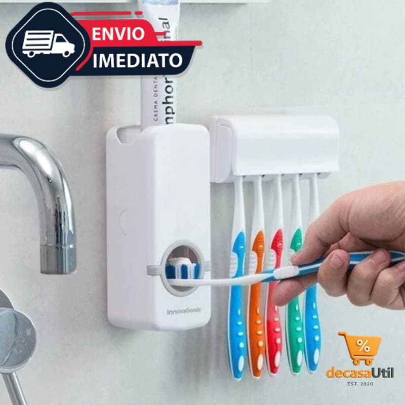 Dispenser Pasta De Dente Creme Dental Porta Escova Com Suporte Prático Econômico
