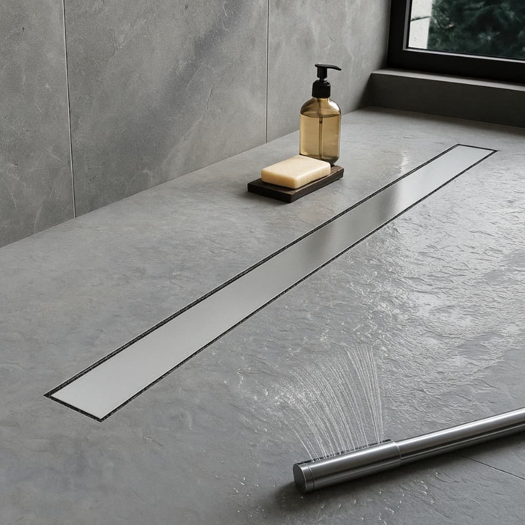 Ralo Linear Oculto Invisível 5x80cm com Grelha em Inox e Caixa Coletora Sifonada Instalação Jardim Banheiro Piscina