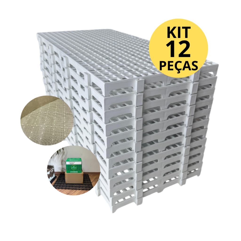 Kit 12 Peças Palete Estrado Piso Plástico Modular Deck Camara Fria Pet Shop Pallet Pallets