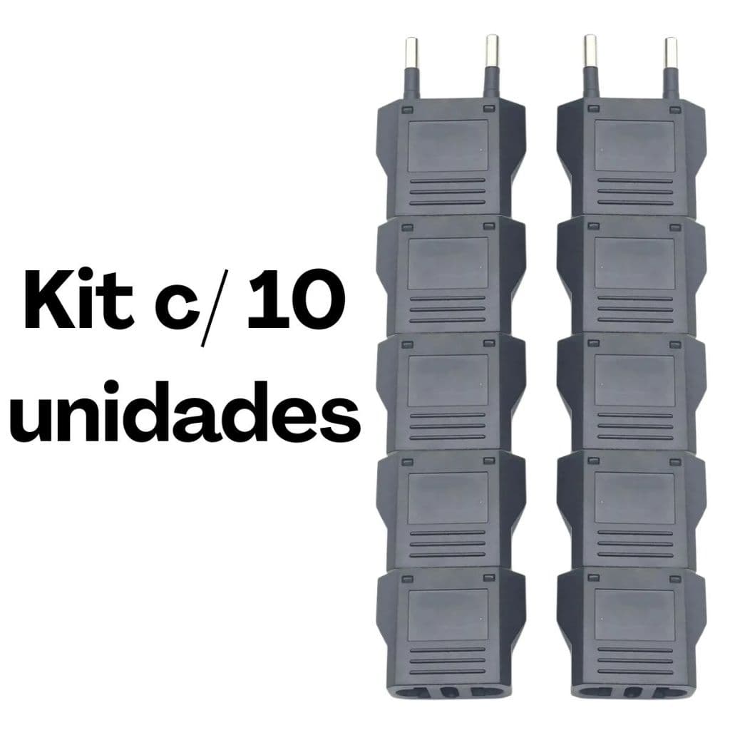 Kit 10 Adaptador Tomada Americana 2 Pinos Chatos X Brasileiro