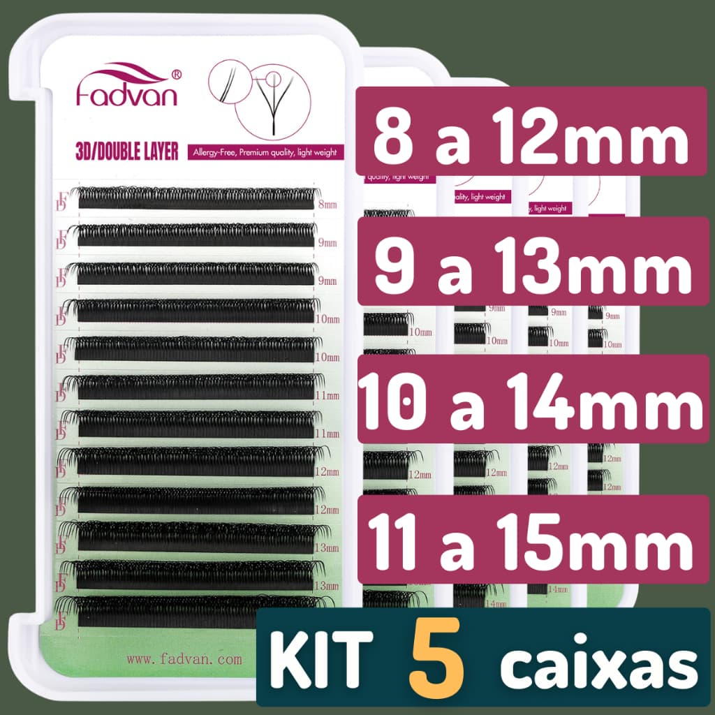 Kit 5un Cílios W 6D Fadvan Volume Egípcio Alongamento Extensão De Cílios Cilio | MIX