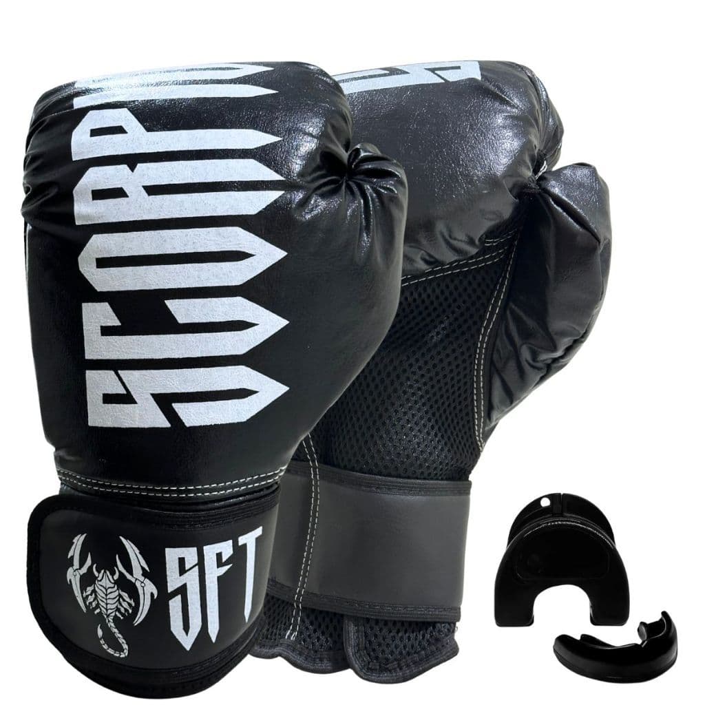 Luvas Muay Thai Boxe Kickboxing Sparring Scorpions + Bucal +Sacola(letras)