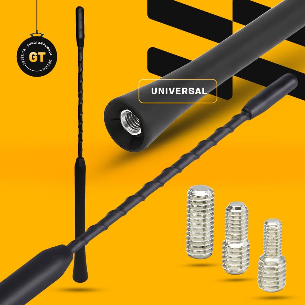 Antena De Teto Automotiva Carro Universal Externa Gt Com 3 Adaptadores