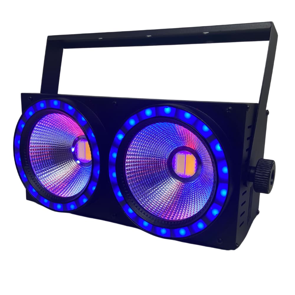 Refletor Mini Brut 200w 2 LEDS 100W Branco Frio(CW) / Quente(WW) + Disco Rgb Int. / Ext. para Efeios + Strobo Dmx