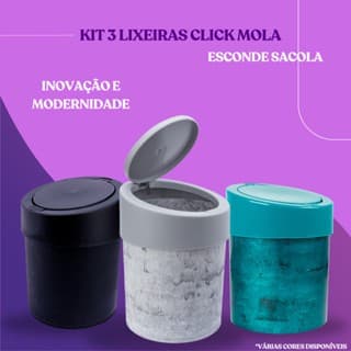 Kit 3 Lixeiras 5L Moderna Sofisticada Acabamento Premium Banheiro Cozinha Escritório Casa