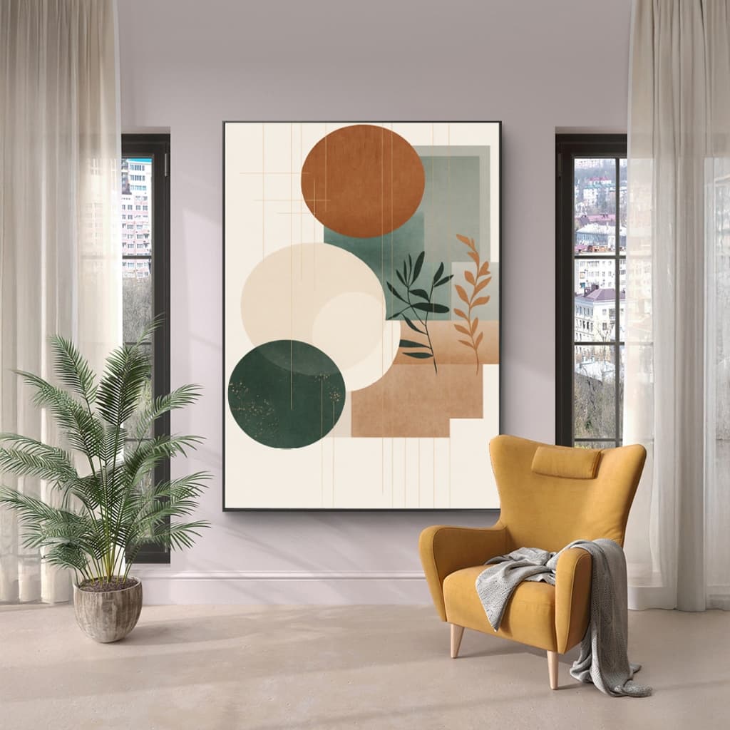 Quadro Decorativo Grande Com Moldura 80x120 cm Para Sala Quarto Geométrico