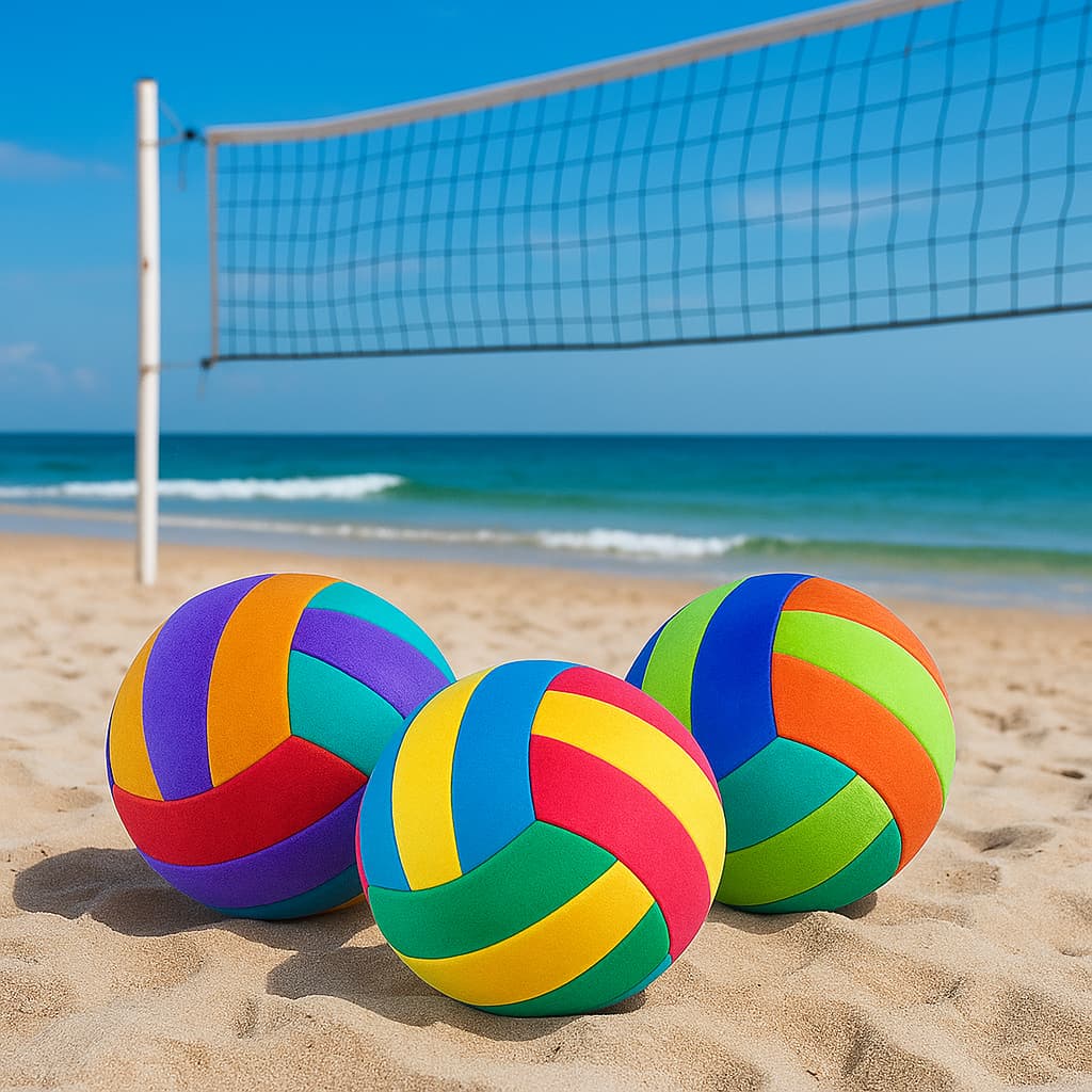 Kit 10 Bolas Vôlei E.V.A Toque Macio Colorida Praia Piscina