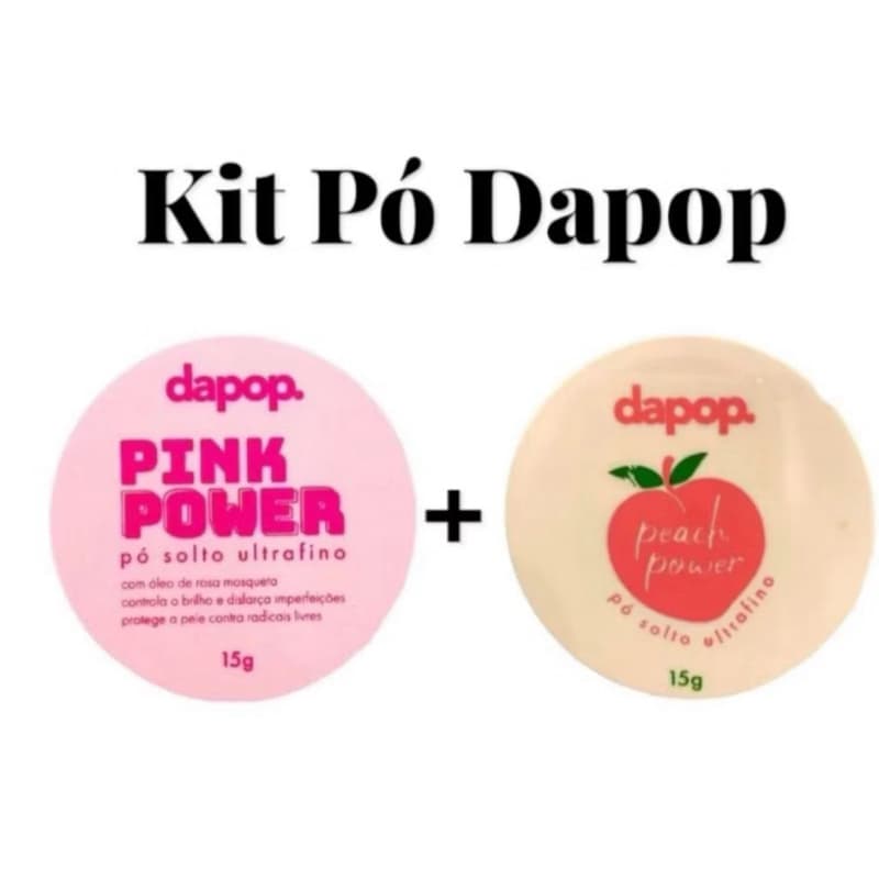 Kit com 2 pó solto dapop ultrafino pink power peach power lilac blur