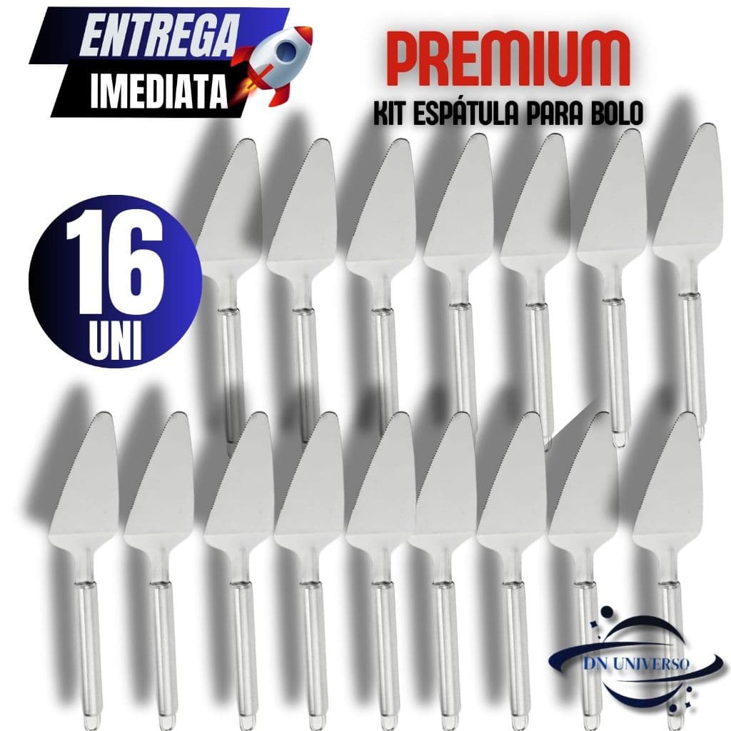 Conjunto Jogo Kit 16 Peças Espátula para Cortar Bolo Torta e Pães de Aço Inox Variáveis Utilidade