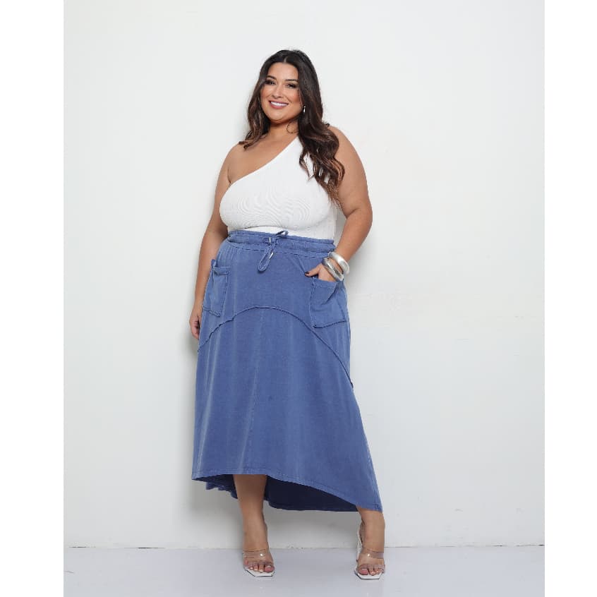 Saia Midi Plus Size 100% Algodão